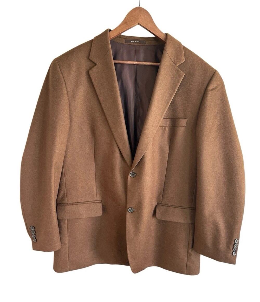 Tasso Elba 100% Cashmere Sport Coat Blazer Mens 44L Brown 2 Button Quiet Luxury